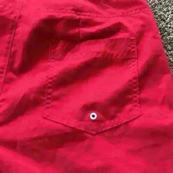 Hollister Tie-Waist Red Swim Trunks with Velcro back pocket. Men's size 32 - Picture 3 of 12